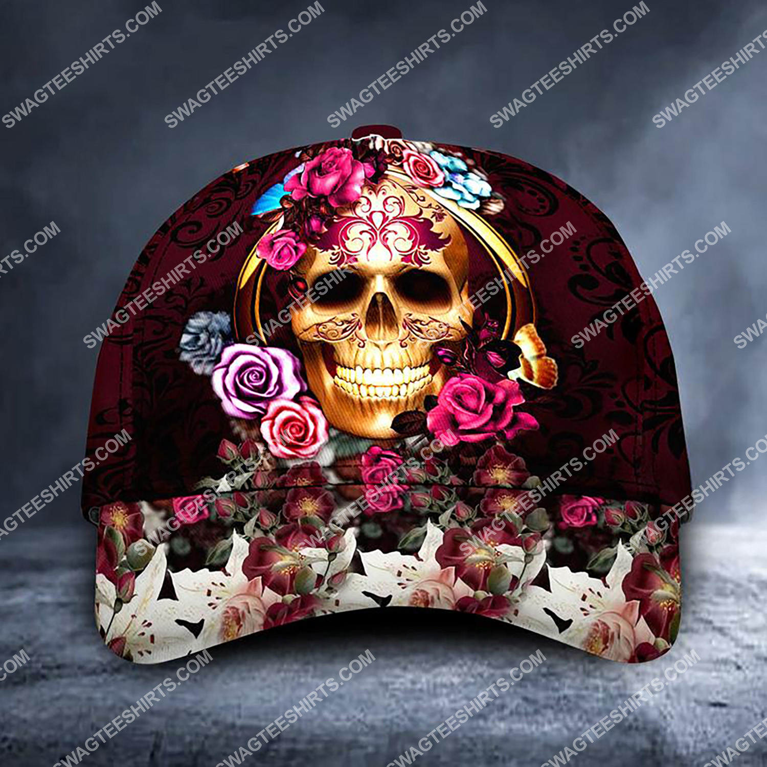 Sugar Skull Girl And Roses All Over Printed Classic Cap Sugar Skull Girl And Roses All Over Printed Classic Cap