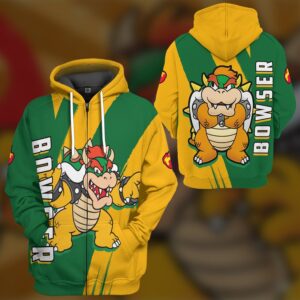 Super Mario Happy Bowser 3D Hoodie T Shirt Apparel