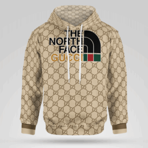 The North Face Gucci Khaki Pattern 3D Hoodie