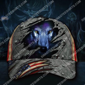 The Wolf Face America Flag All Over Printed Classic Cap