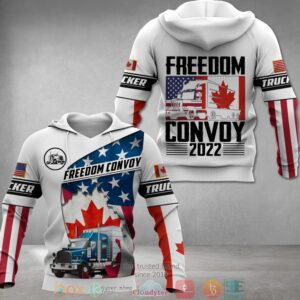 Trucker Freedom Convoy 2022 Canada American Flag 3D Hoodie