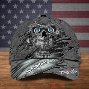 Us Air Force Military Veteran Personalized Skull Cap