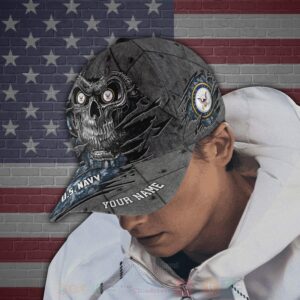 Us Navy Military Veteran Personalized Skull Cap
