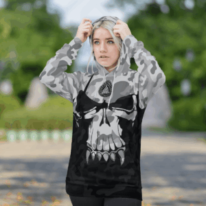Valknut Skull Viking White Black Camo 3D Shirt Hoodie