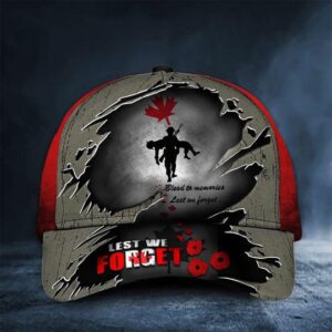Veteran Poppy Blood To Memories Lest We Forget Canada Flag Cap