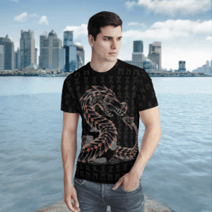 Viking Jormungandr Odin Orange Black 3D Shirt Hoodie