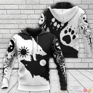 Viking Ying Yang Wolf Skoll And Hati 3D Shirt Hoodie