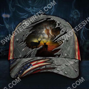 Vintage Deer Hunter America Flag All Over Printed Classic Cap