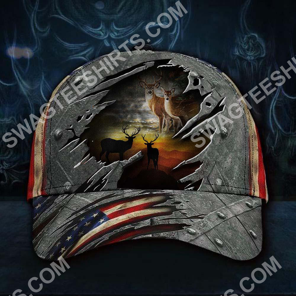 Vintage Deer Hunter America Flag All Over Printed Classic Cap Vintage Deer Hunter America Flag All Over Printed Classic Cap