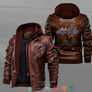 Washington Capitals Black Brown Leather Jacket