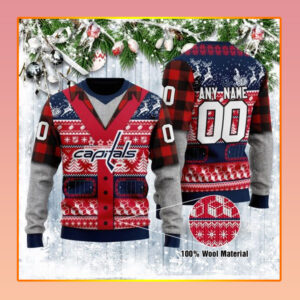 Washington Capitals Custum Name And Number Ugly Christmas Sweater