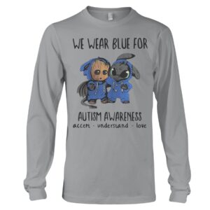 We Wear Blue For Autism Awareness Stitch 2D Hoodie Shirt