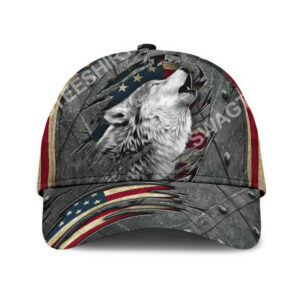 Wolf Crack America Flag Classic Cap
