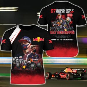 World Champion 7 Incredible Years F1 Max Verstappen 3D Shirt Hoodie