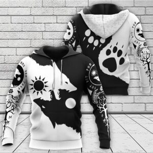 Yin Yang Wolf Skoll And Hati 3D Shirt Hoodie